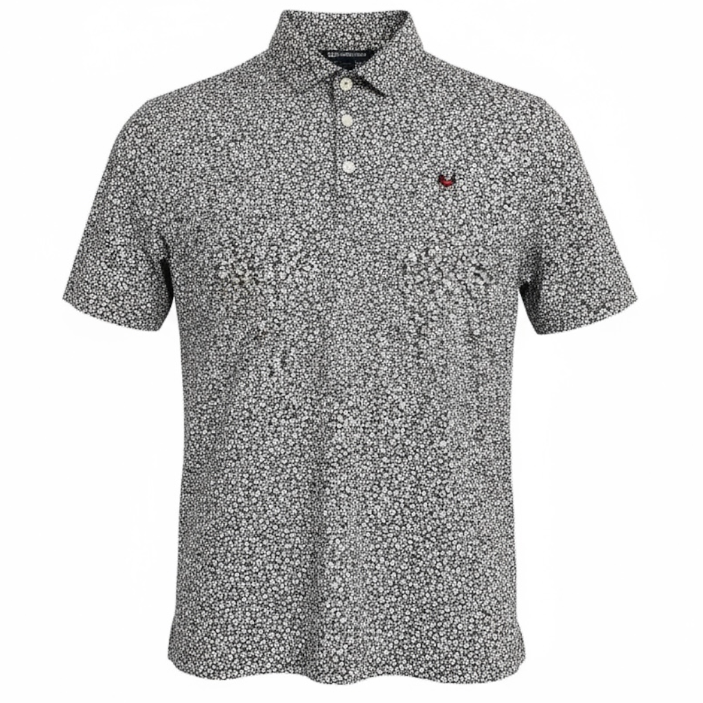 Cutter & Buck UGA Mens Pike Flora Magnolia Black Print Polo