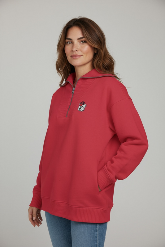 Pressbox UGA Womens North Fork Thelma 1/4 Zip Up Mock Neck