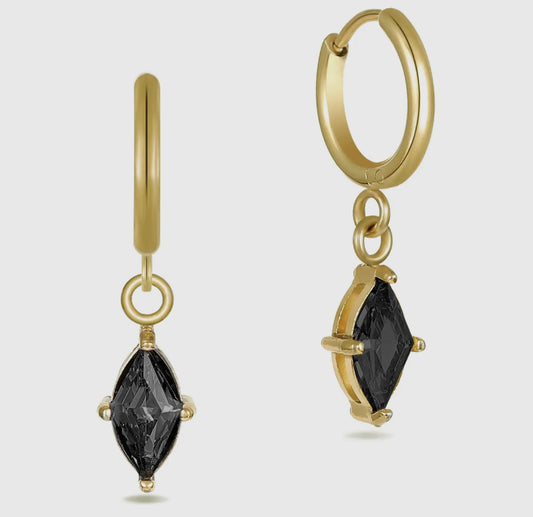 Stone Armory UGA Black Crystal Huggie Hoops 18k Gold Dipped