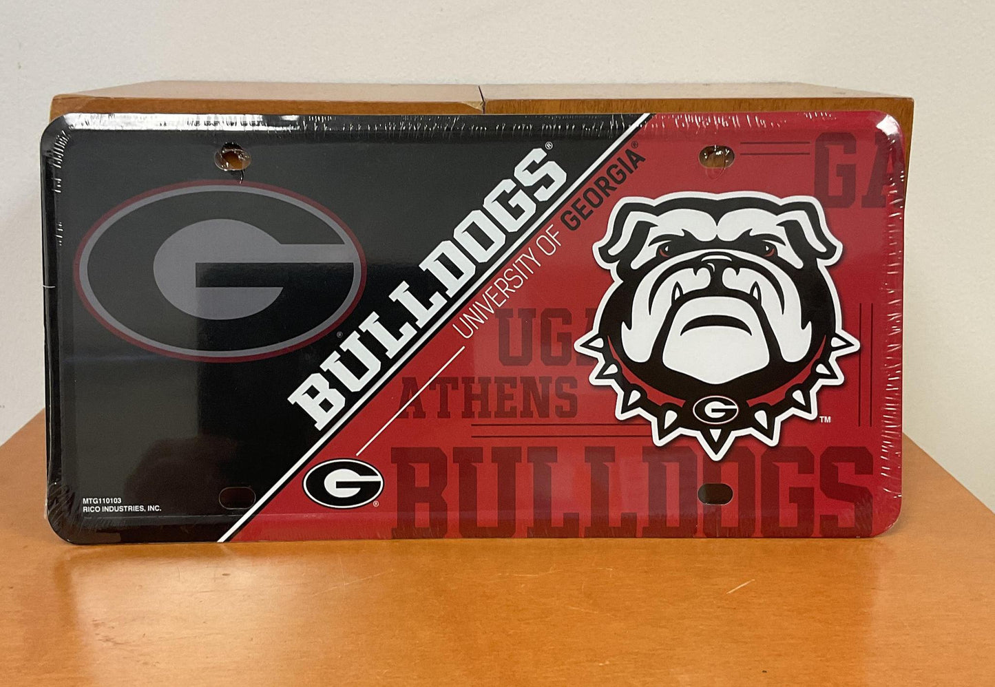 Rico NCAA UGA Metal Auto Tag Bl/Rd