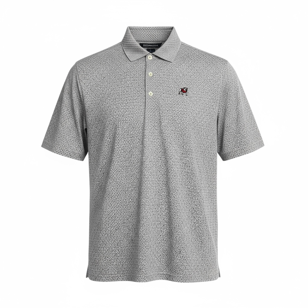 Cutter & Buck UGA Black Pike Eco Diamond Dot Print Mens Polo