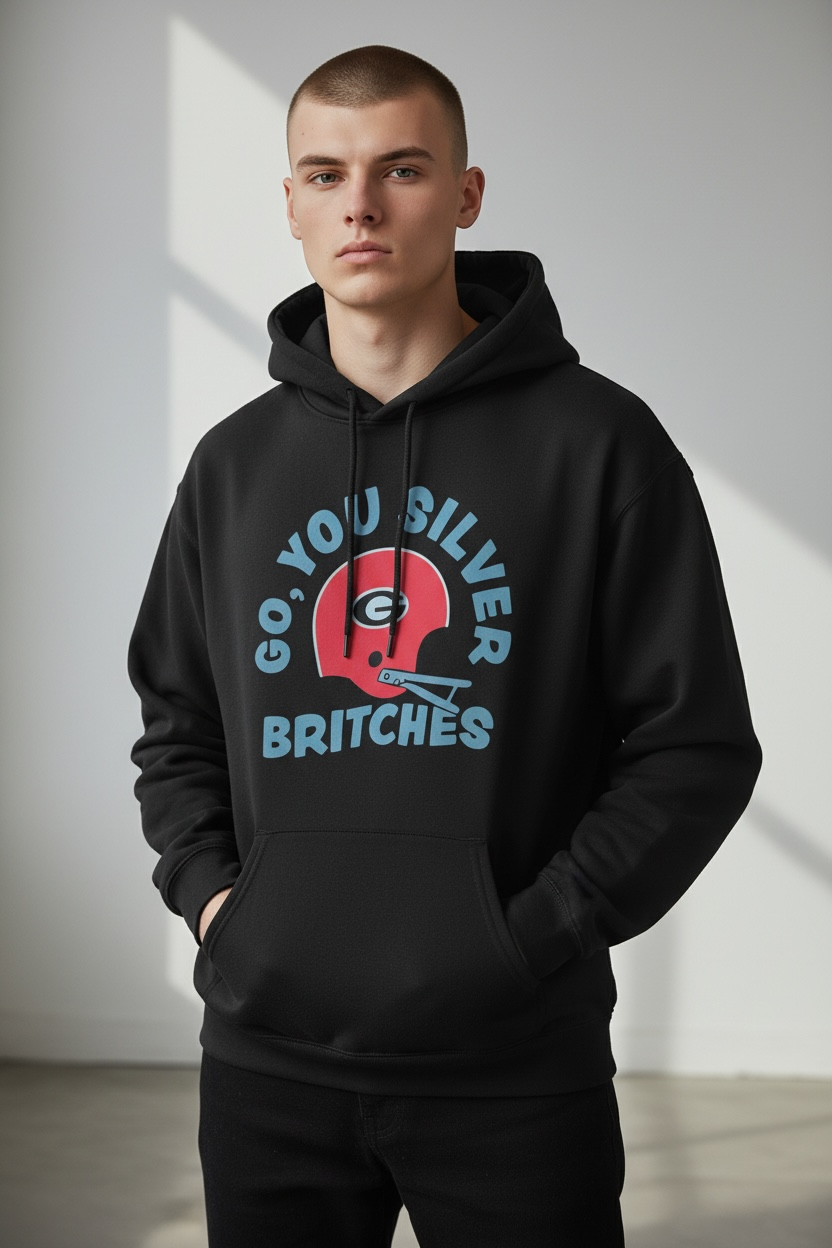 The Fan Zone UGA Go You Silver Britches Black Hoodie