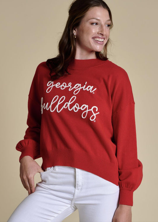 Stewart Simmons UGA The Embroidered Mock Neck Sweater Womens Longsleeve