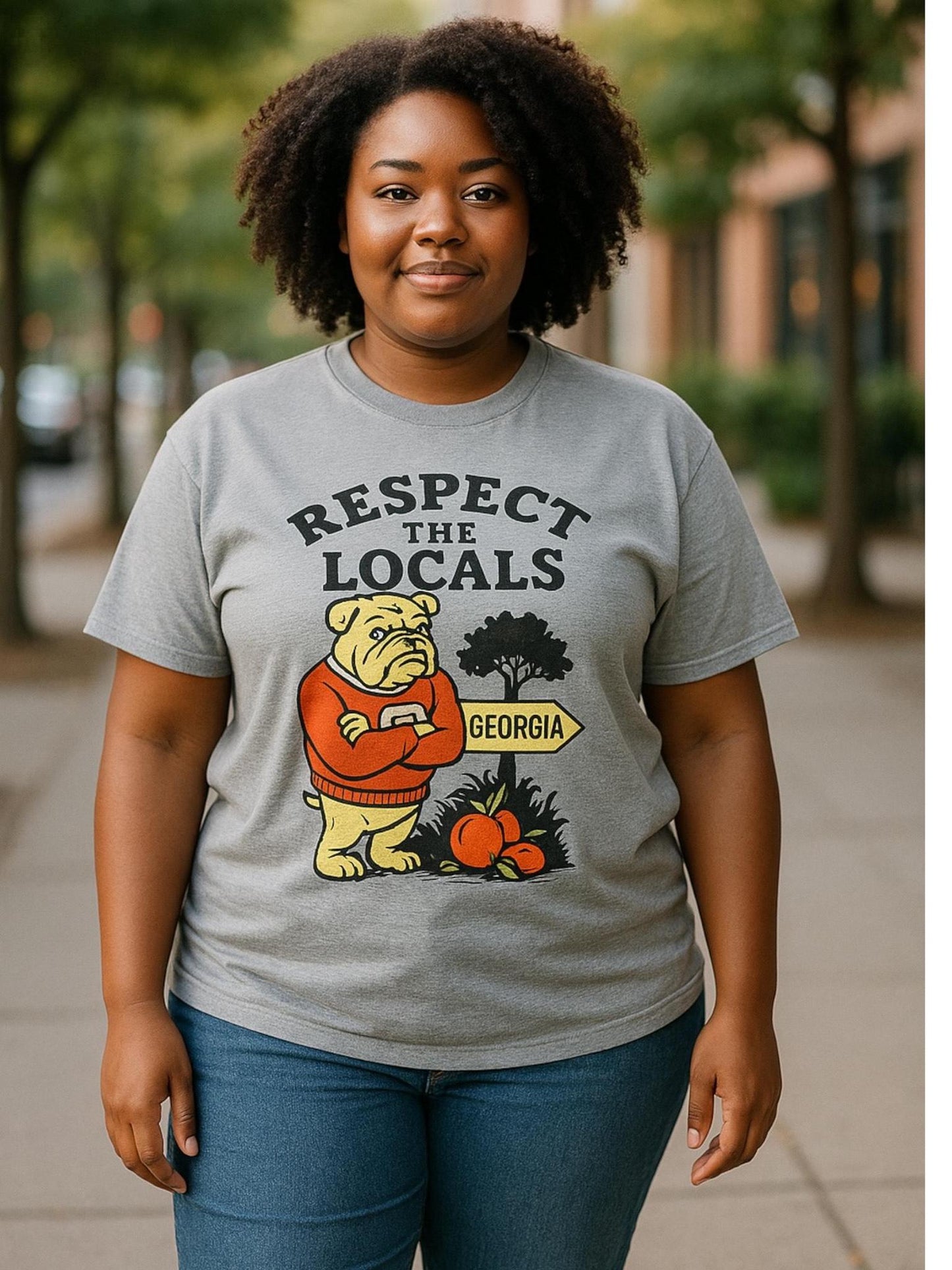 Simply You Customs UGA CC Vintage Respect The Locals Grey T-Shirt