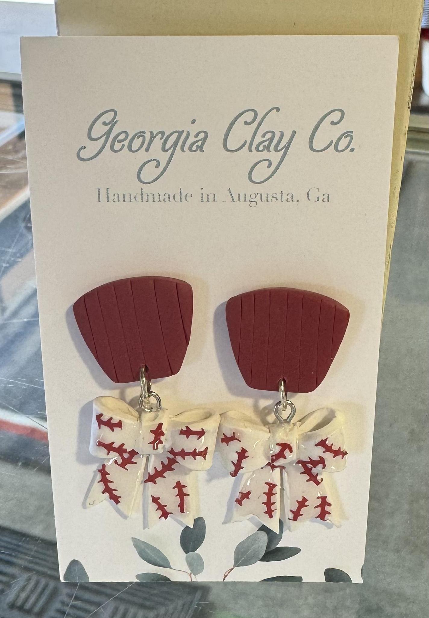 Georgia Clay Co. Braves Baseball Bows Earrings