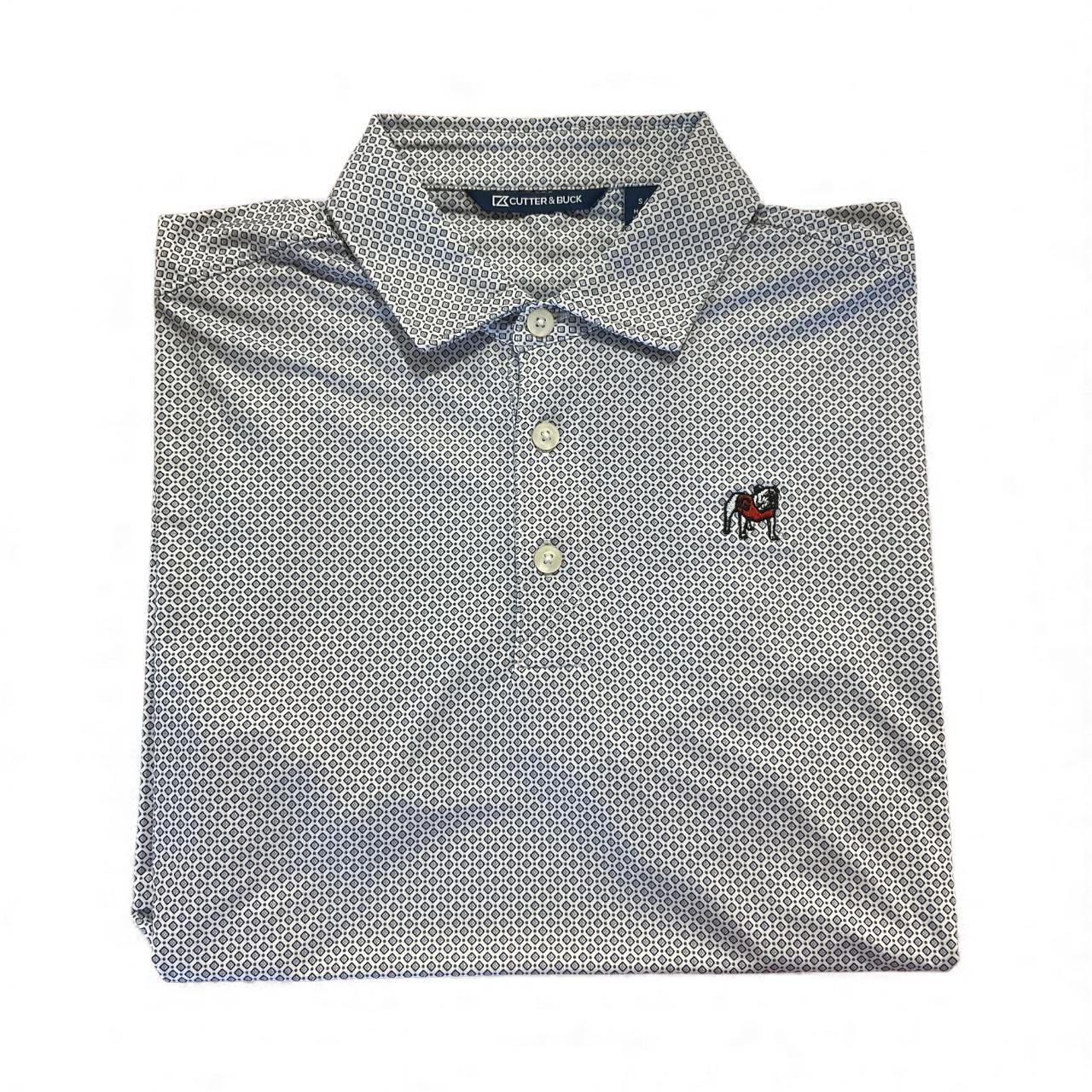 Cutter & Buck UGA Black Pike Eco Diamond Dot Print Mens Polo