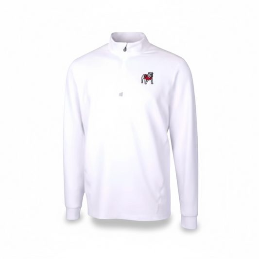 Cutter & Buck UGA Mens White Traverse Stretch Quarter Zip Pullover