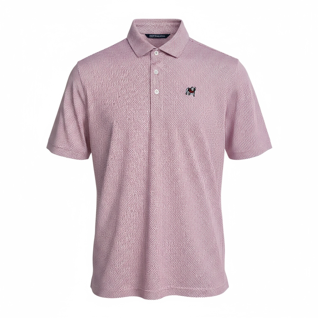 Cutter & Buck UGA Mens Pike Eco Symmetry Print Recycled Red Polo