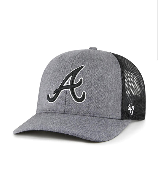 '47 Brand Atlanta Braves Charcoal Carbon Adult Trucker Hat