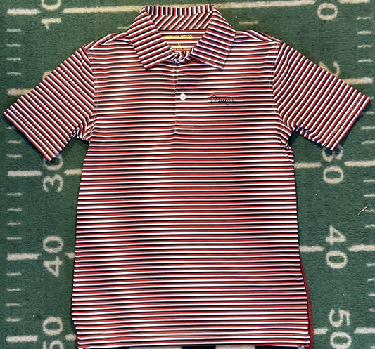 Meripex Apparel UGA "Dawgs"  R/B/W Stripes Polo