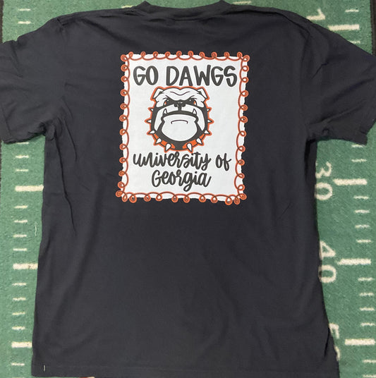 Pocketful of Prints UGA Dawgs Tee Black Comfort Colors