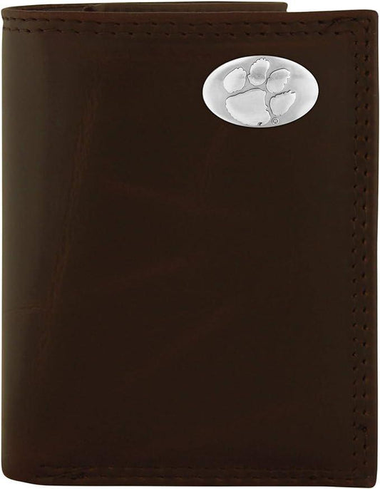 Zep-Pro Clemson Medallion Leather Tri Fold Wallet