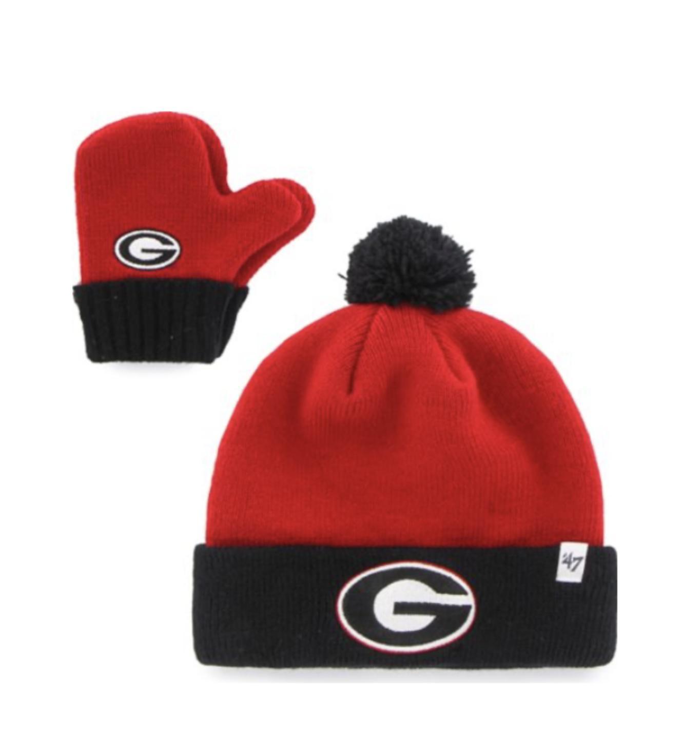 ‘47 Brand UGA Kids Youth Beanie And Gloves