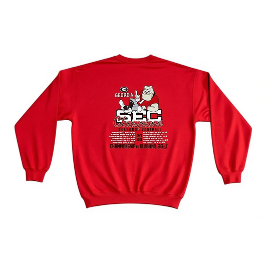 New World Graphics UGA SEC FB CHAMP 25 Recap Red Gildan Crew Neck Sweatshirt T-Shirt