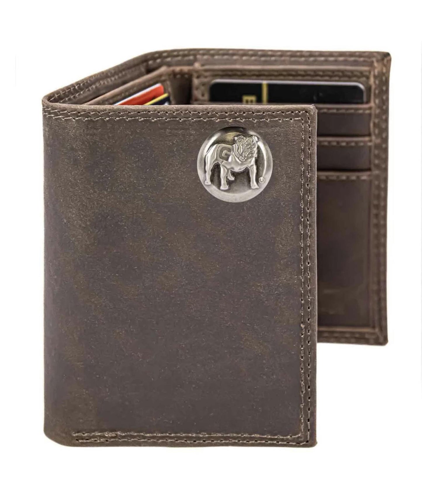 Zep-Pro UGA Standing Dog Tri Fold Brown Leather Wallet