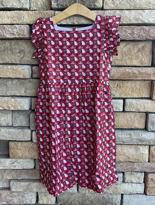 Stewart Simmons UGA The Girls Twill Flutter Sleeve Dress