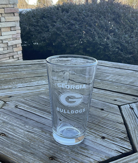 UGA Etched Pint Glass