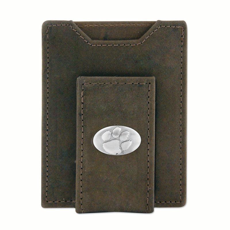 Zep-Pro Clemson Medallion Leather Money Clip Wallet