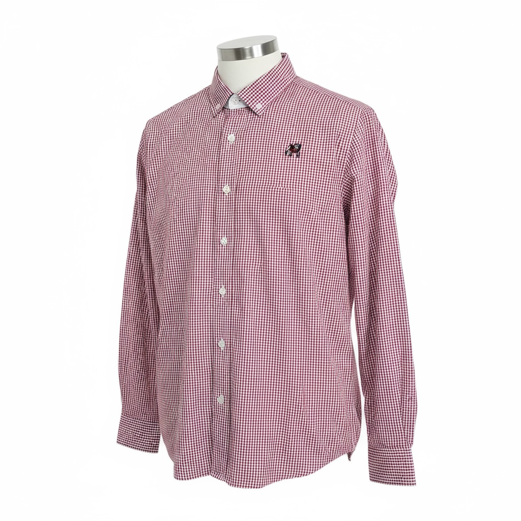 Cutter & Buck UGA Mens Skyline Eco Gingham Button Down Shirt Red/White