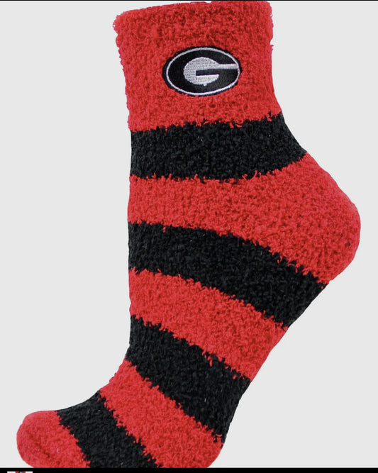 Donegal Bay UGA Stripe Fuzzy Womens Socks