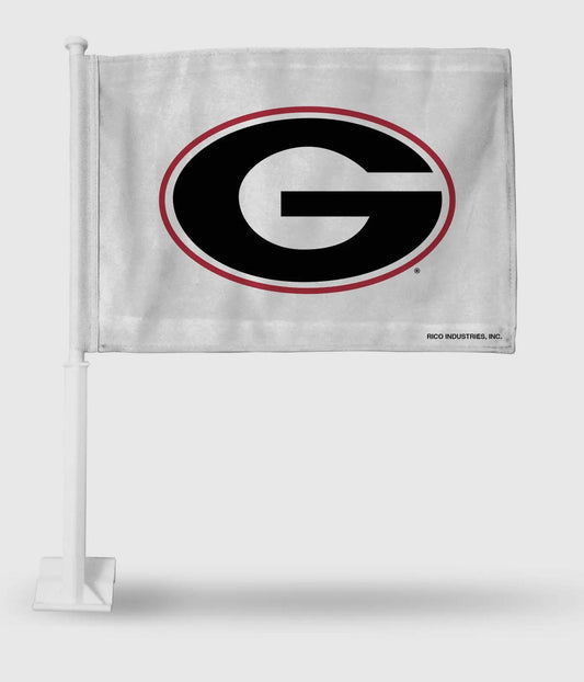 Rico Industries UGA White G Auto Car Flag