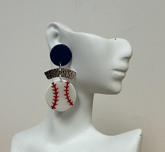 Georgia Clay Co. Large Baseballs Earrings (Atlanta Braves)