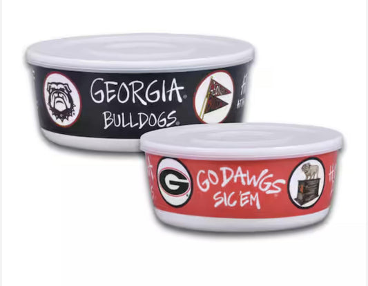 Magnolia Lane UGA 2 Bowl Set With Lids