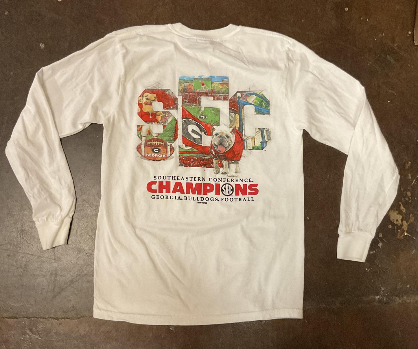 New World Graphics UGA SEC Champ Special CC Adult White LS T-Shirt