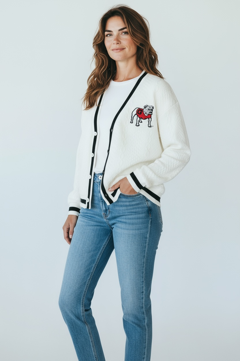 Pressbox UGA Womens North Fork Watertown Button Cardigan