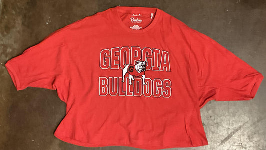 Pressbox UGA Ascher Short-Sleeve Crew-Neck Dolman Slub Womens Top