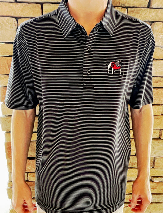 Cutter & Buck UGA Black Forge Pencil Stripe Mens Polo