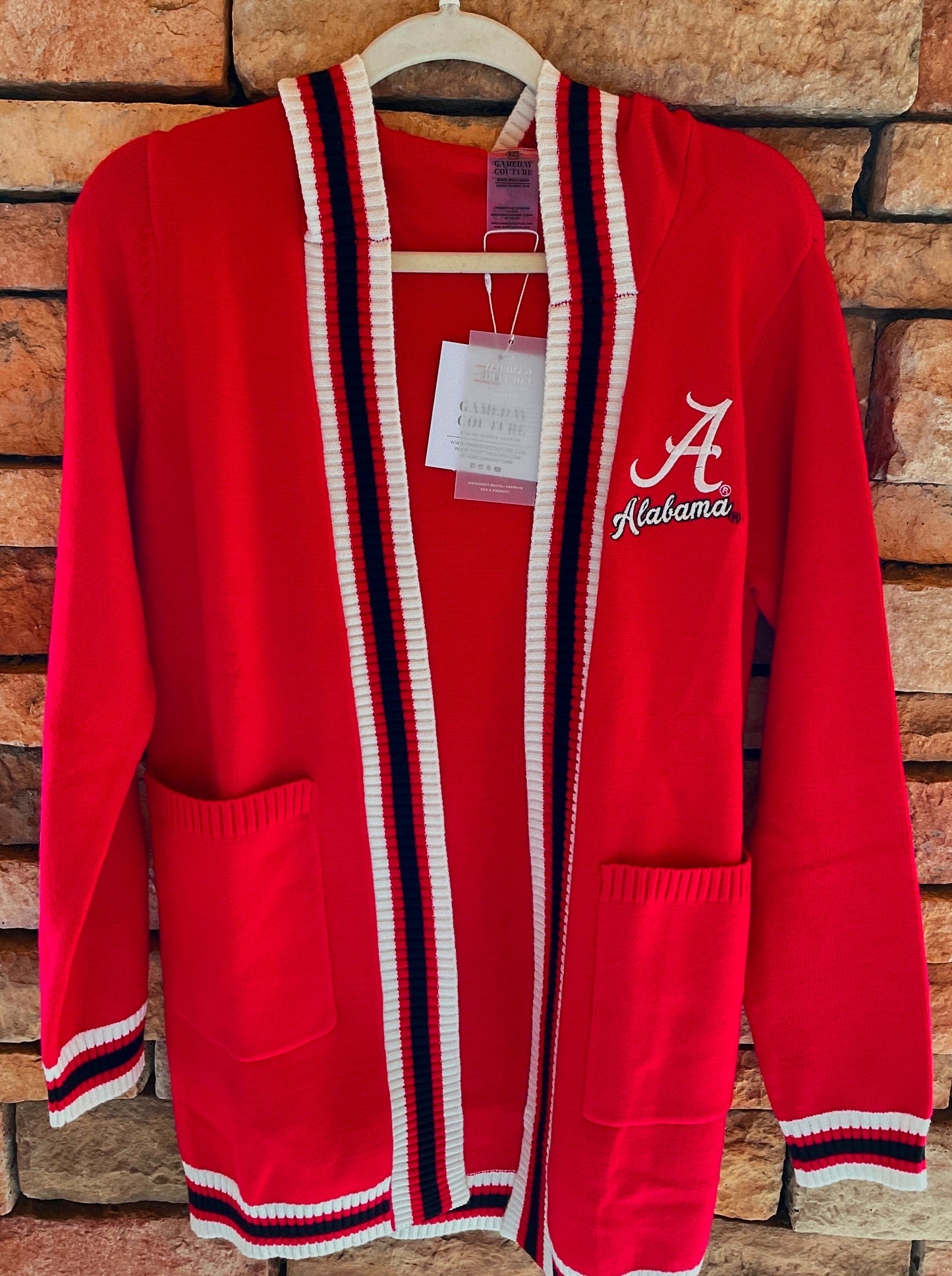 GameDay Couture Alabama Womens Striped Hooded Cardigan