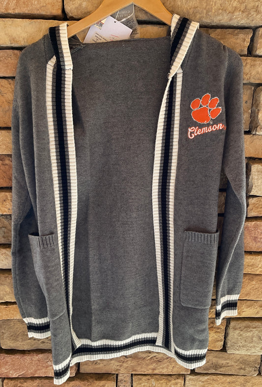 GameDay Couture Clemson Womens Striped Hooded Cardigan