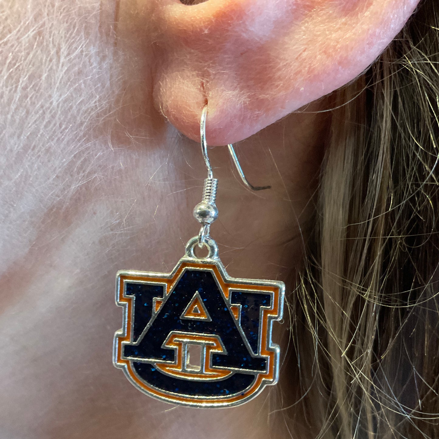 From The Heart Auburn Blue Orange Silver Earrings