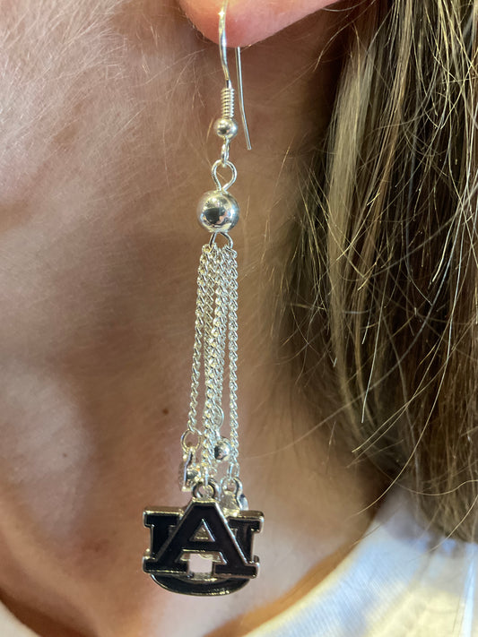 From The Heart Auburn Chained Logo Earring
