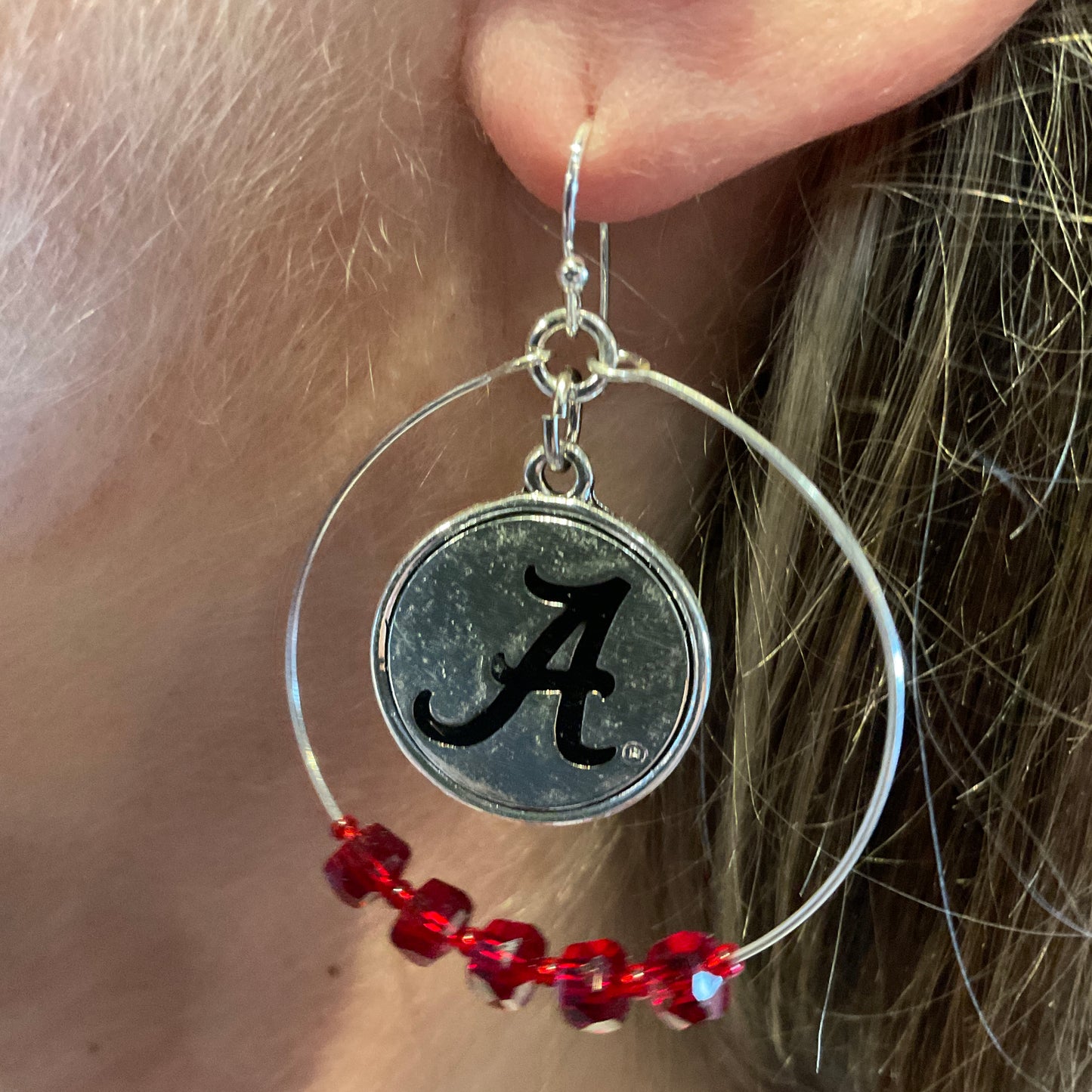 From The Heart Alabama Looped Round Logo Earring