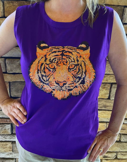 Stewart Simmons Clemson Womens Tiger Sequin Shirt