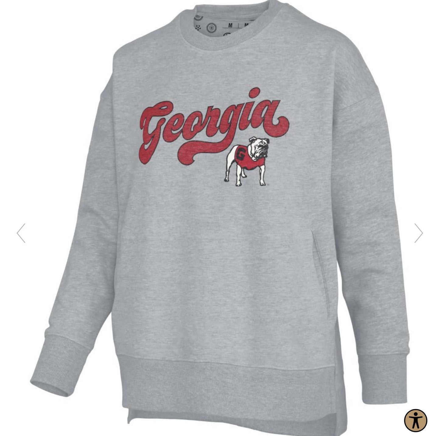 Pressbox UGA Bonanza Chenille Harper Womens Pocketed Crew