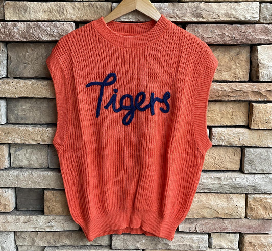 Cloud Ten "Tigers" Womens Embroidered Sleeveless Sweater Top (Clemson Tennessee)