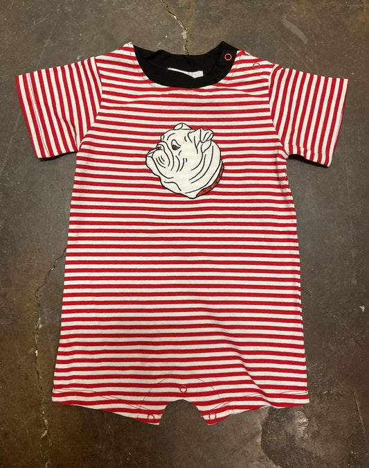 Ishtex UGA Red/White Stripe Bulldog Ap Romper