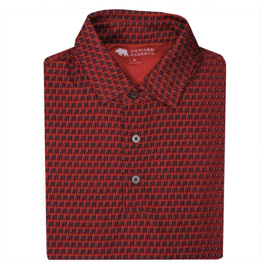 Onward Reserve UGA Standing Dawg Red Printed Mens Polo Shirt