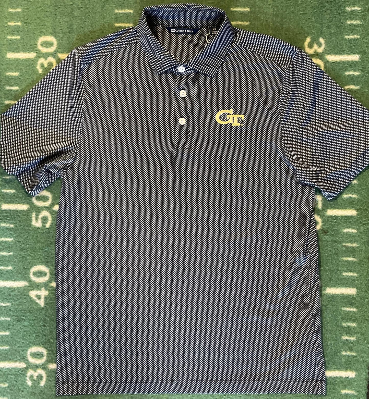 Cutter & Buck Georgia Tech Mens Pike Eco Symmetry Print Recycled Polo