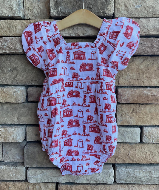 Stewart Simmons UGA The Team Toile Puff Sleeve Onesie