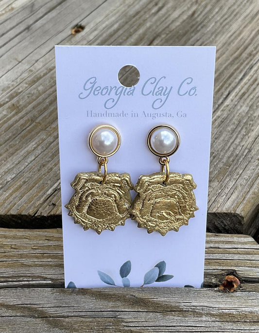 Georgia Clay Co UGA Gold Bulldog Earrings