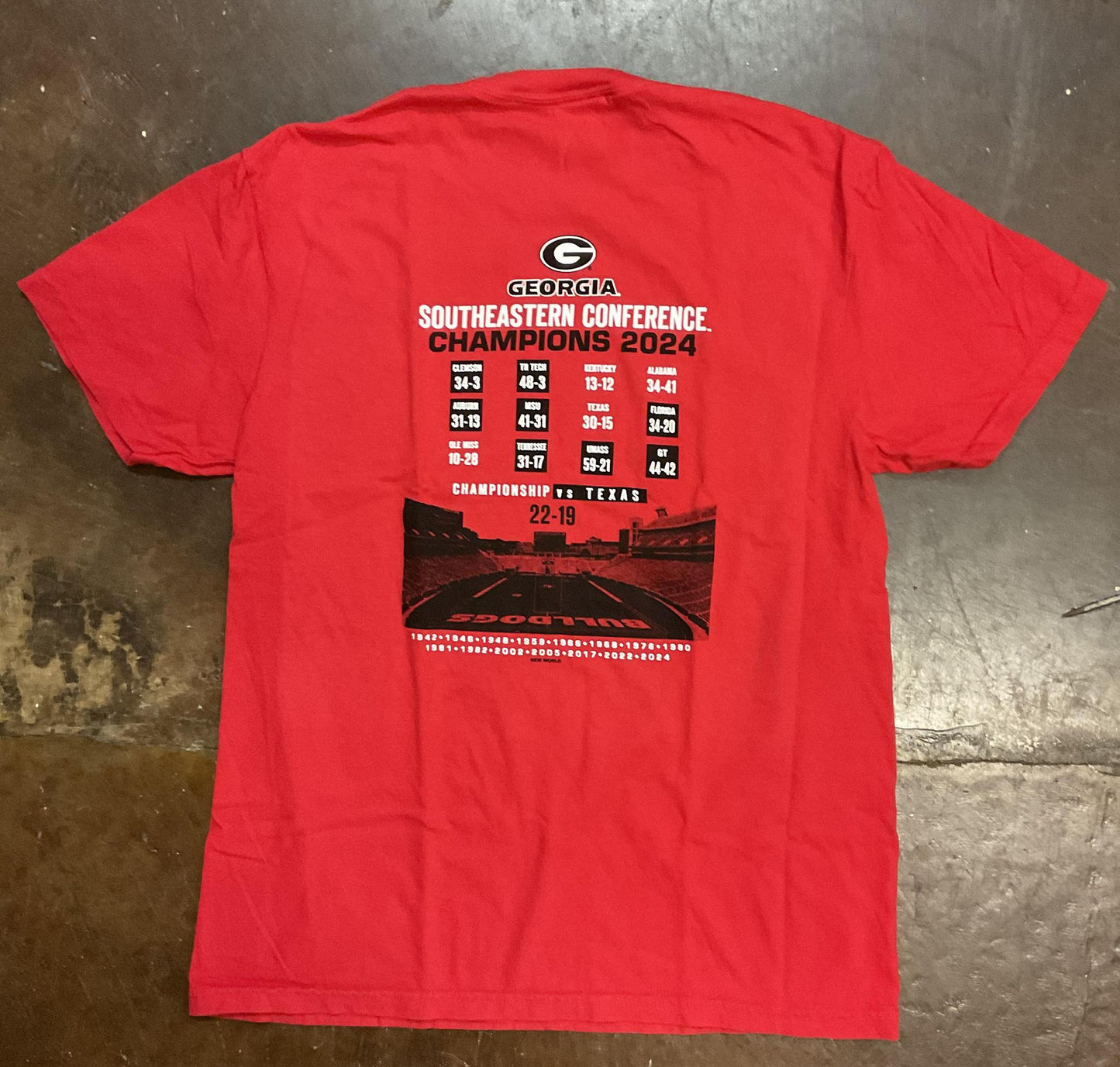 New World Graphics UGA Youth SEC Champ Recap Tee