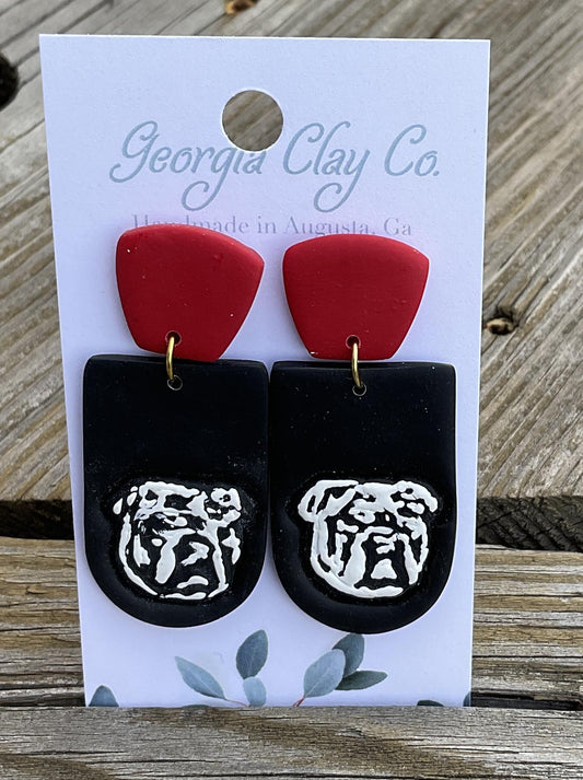 Georgia Clay Co UGA Beatrice Bulldog Earrings