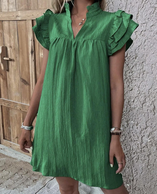 Lily Clothing Masters Green Ruffle Womens Sleeved Dress (UGA)