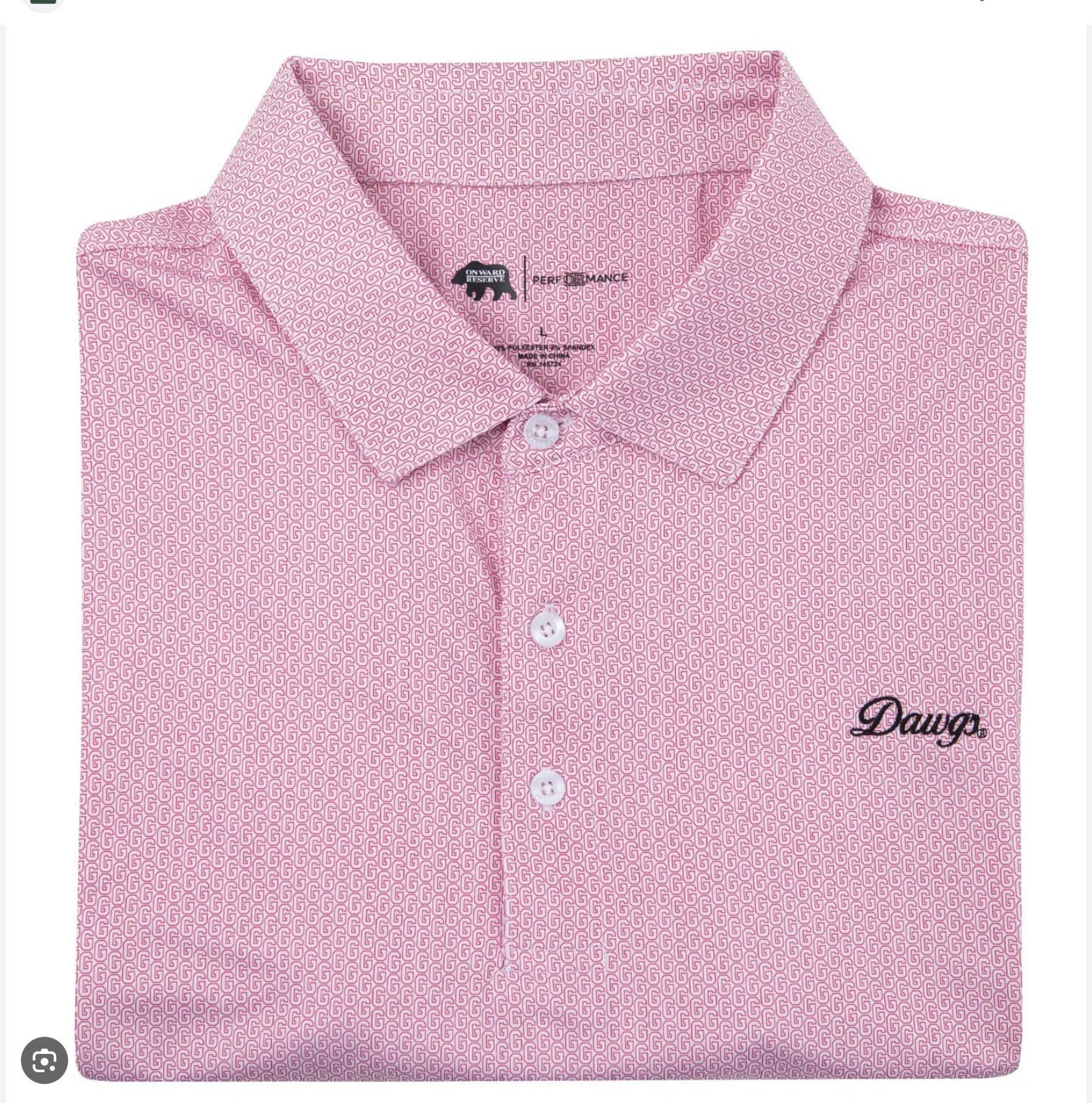 Onward Reserve UGA Mens Vintage G Printed Performance Polo