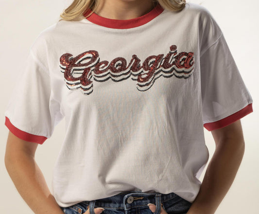 Flair Wear UGA Womens Sequence Ringer Tee