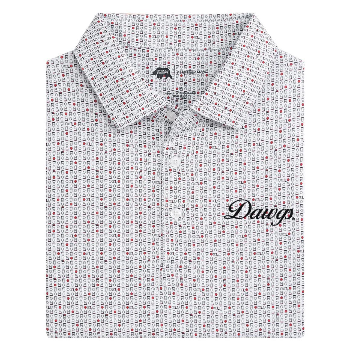 Onward Reserve UGA Mens Dawgs Vintage Script Tailgate Games Performance Polo